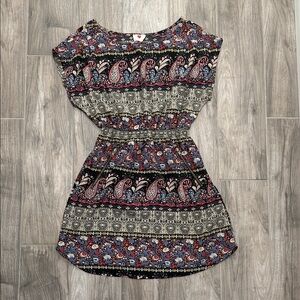 Asymmetrical Paisley Print Women’s Dress - Black/Multi